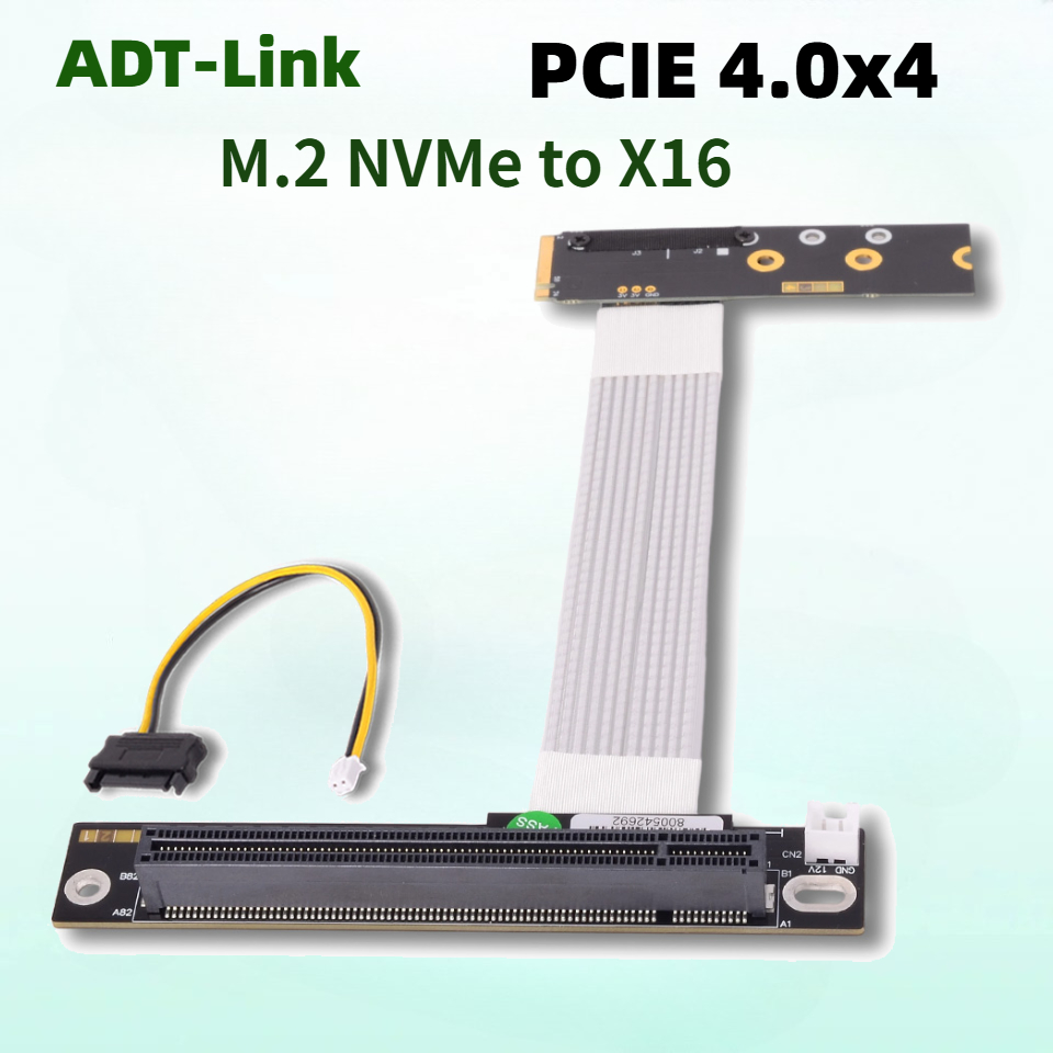ADT M.2 NGFF NVMe key M to PCI - Pcie 4.0 X16 Riser Cable 90 Degree 评论和价格