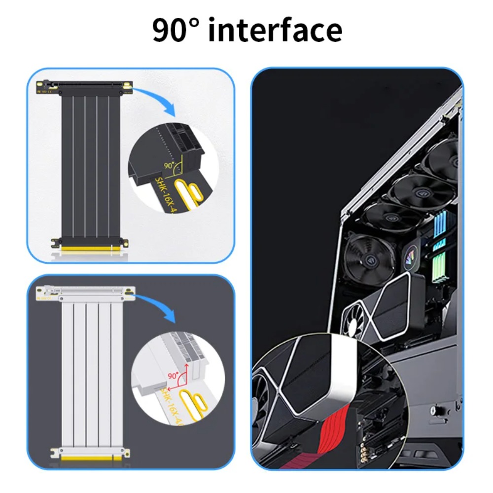 PCI‑E 4.0/3.0 X16 GPU Riser Ca - Pcie 4.0 X16 Riser Cable 90 Degree 评论和价格